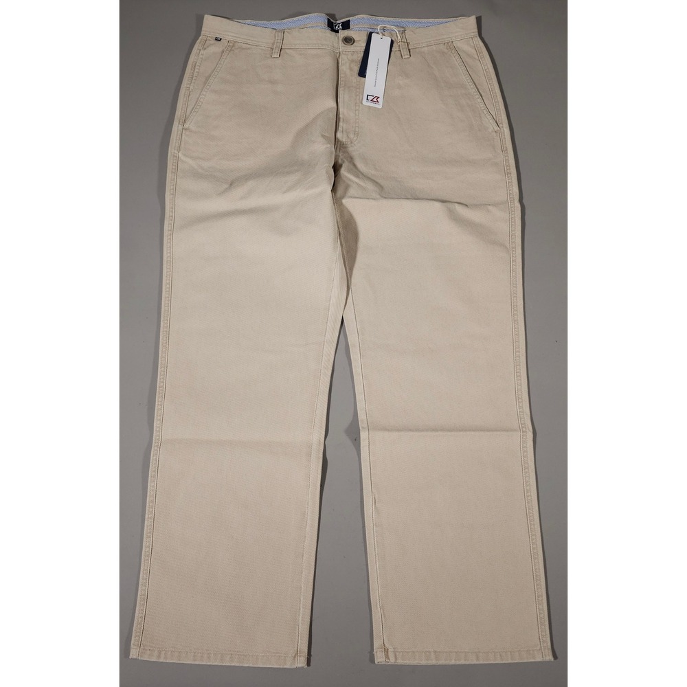 Cutter & Buck‎ Chino Pants Mens 40x32 Beige Tan Cotton Twill MCB00026 NEW